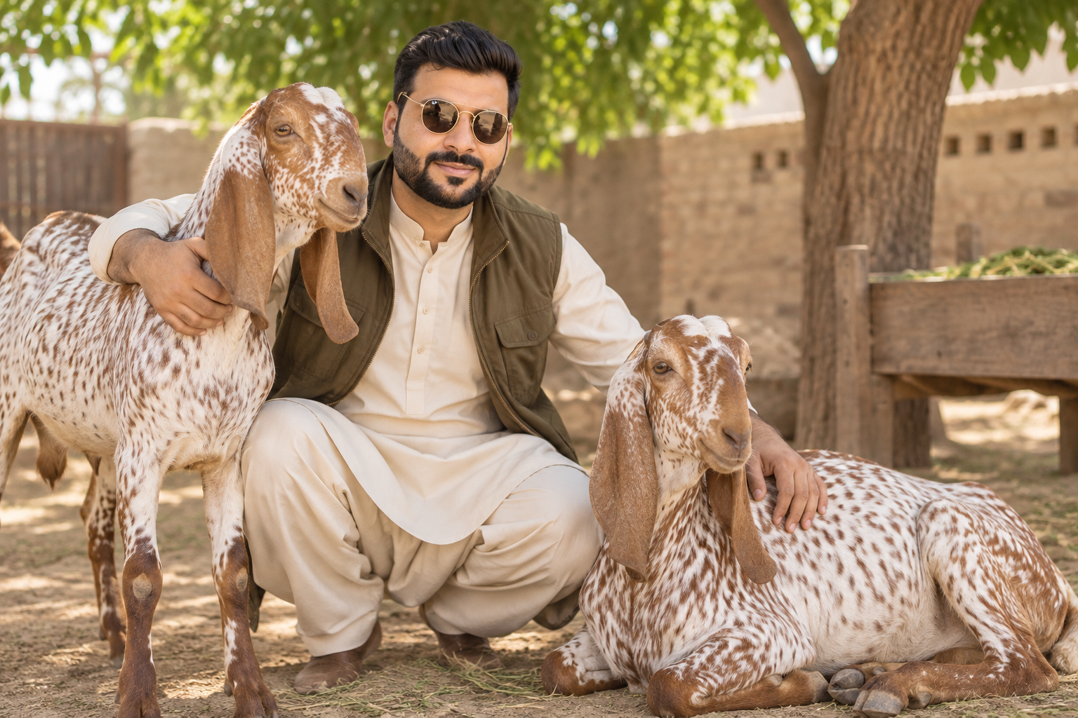 Adnan Altaf with Makhi Cheeni goats